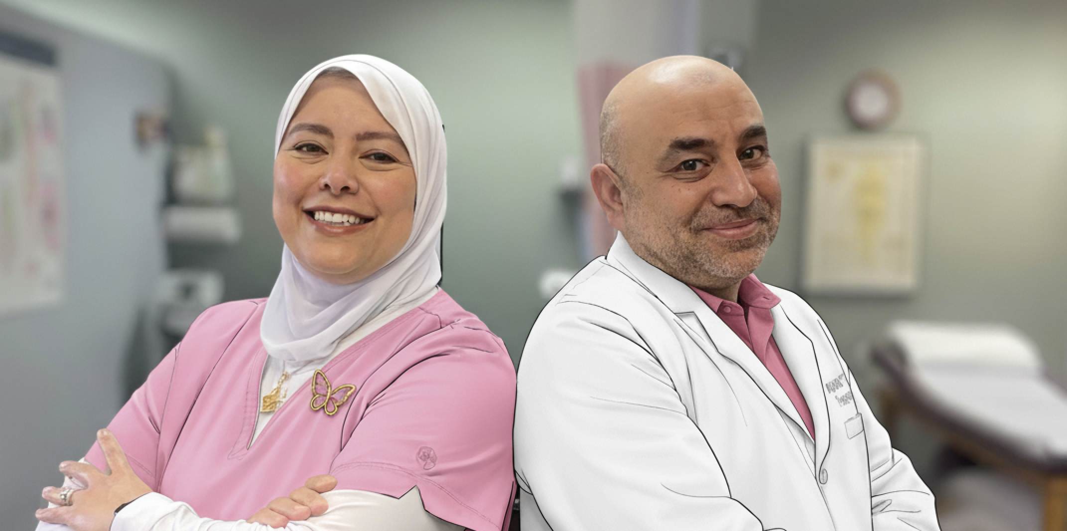 Progressive Physical Therapy drainage therapy specialists - Lamiaa and Dr. Samaan in their Hinsdale clinic